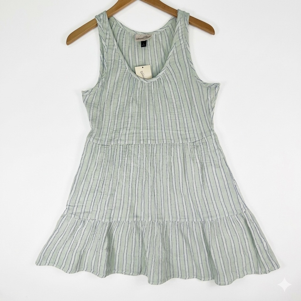 Universal Thread Light Green Striped Sleeveless Tiered Dress Boho Coastal Size S - Picture 13 of 13